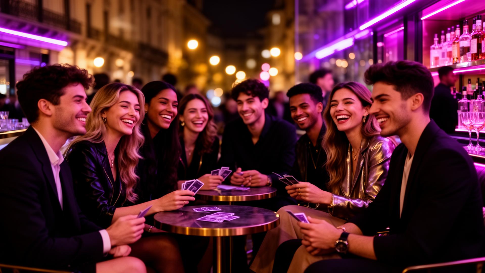 Persone che sorridono durante un evento Social Box in un cocktail bar